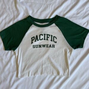 Pacific Sunwear Green and White Women's Top